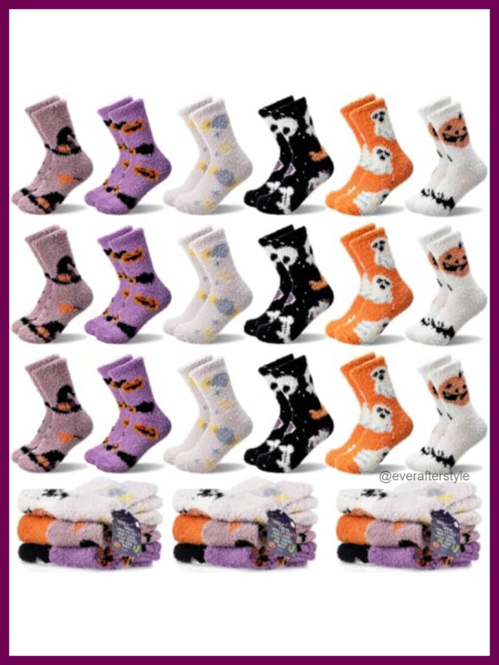 Halloween Fuzzy Socks 15 Pairs Coral Fleece Slipper Socks Gift